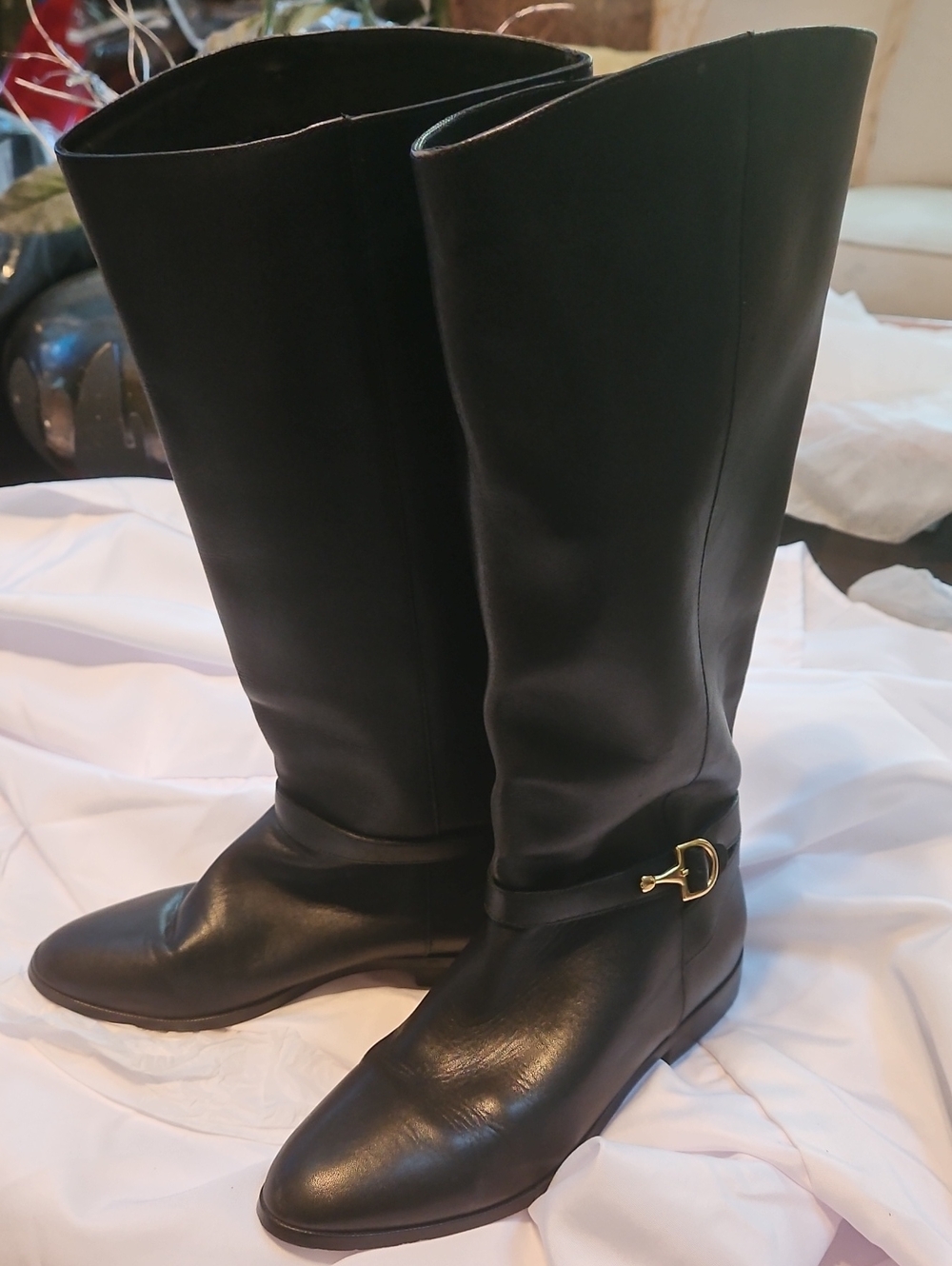 Vintage G.H. Bass Black Leather Knee High Riding Boots Made in Brazil Womens 6.5